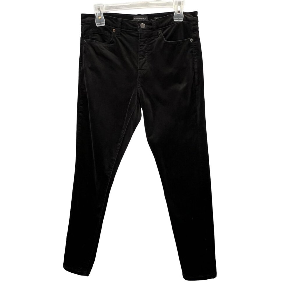 Banana Republic Velvet Jeans size 29 Black Mid Rise Skinny Dark Moody Goth